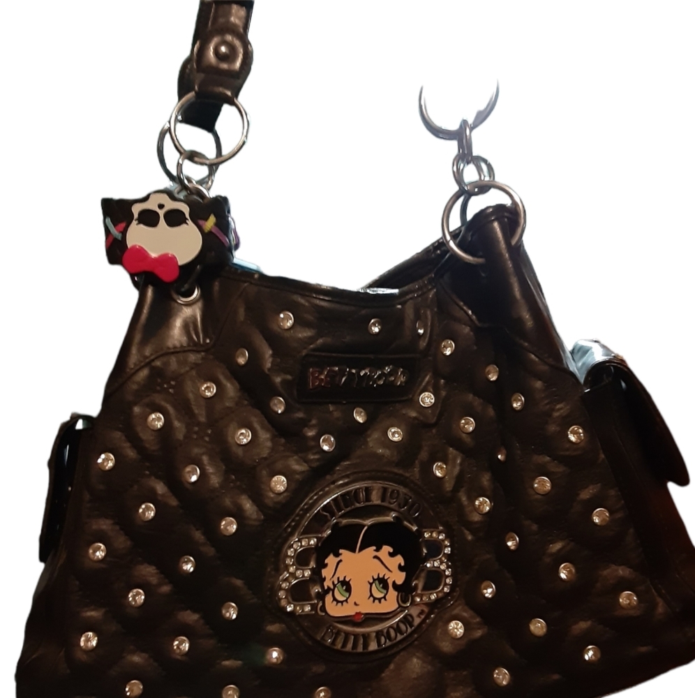 Betty Boop Studded Black Leather Purse